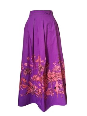 Marina Rinaldi Summer Maxi Skirt Hidden Zipper Fuschia And Coral Size 22 $595